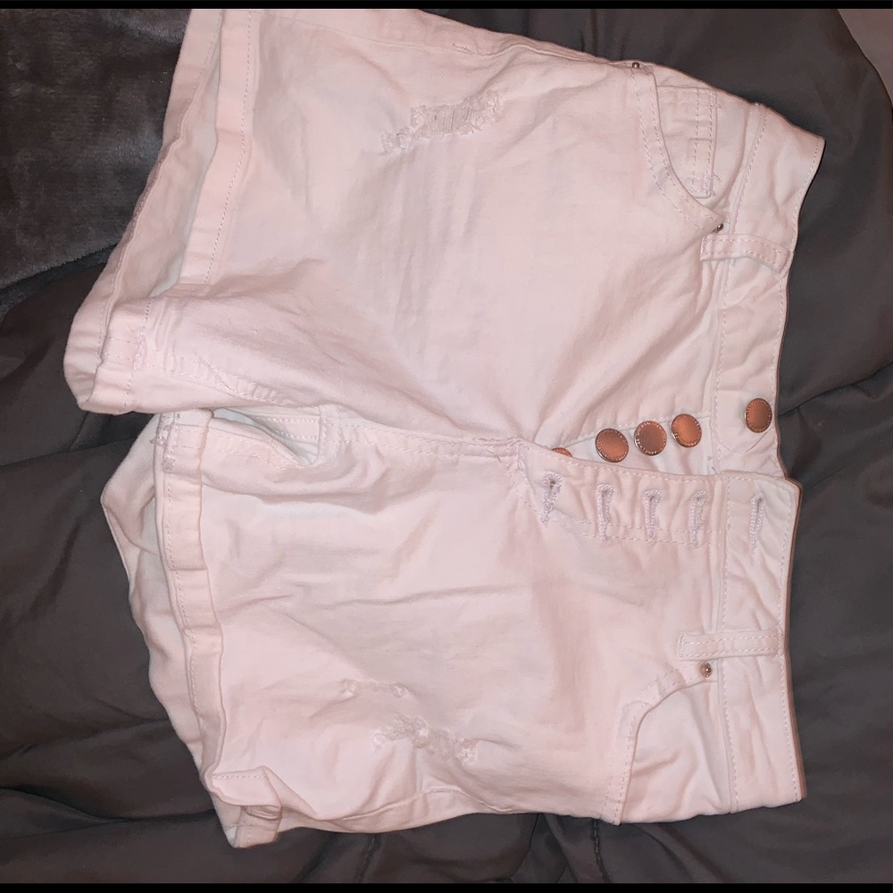 White jean shorts